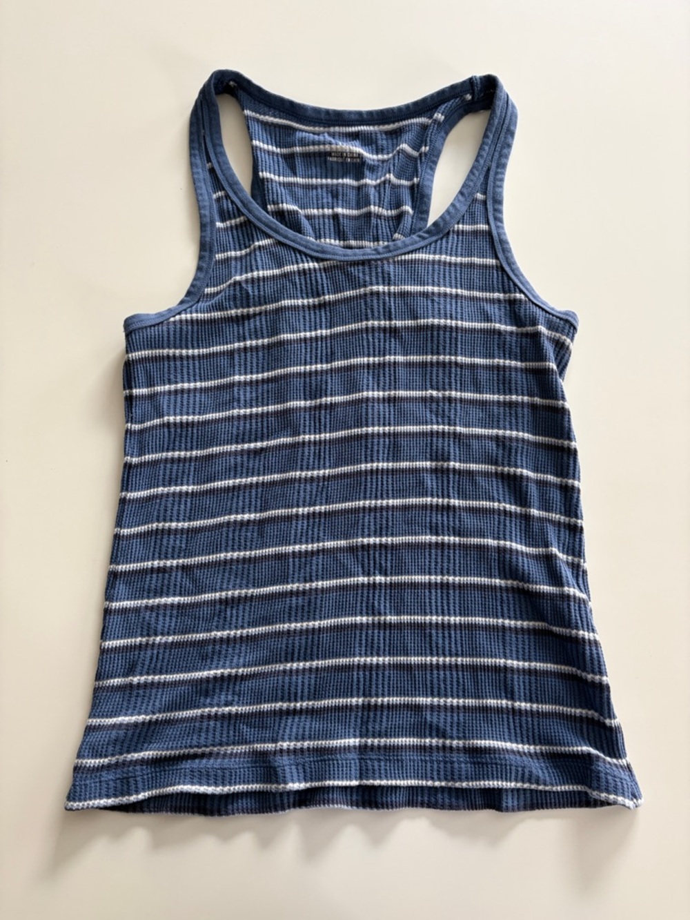 aerie Blue & White Striped Racerback Tank Size Large
